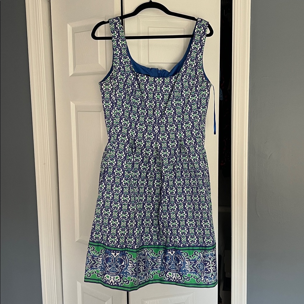 Nine West Blue and Green Patterned Dress